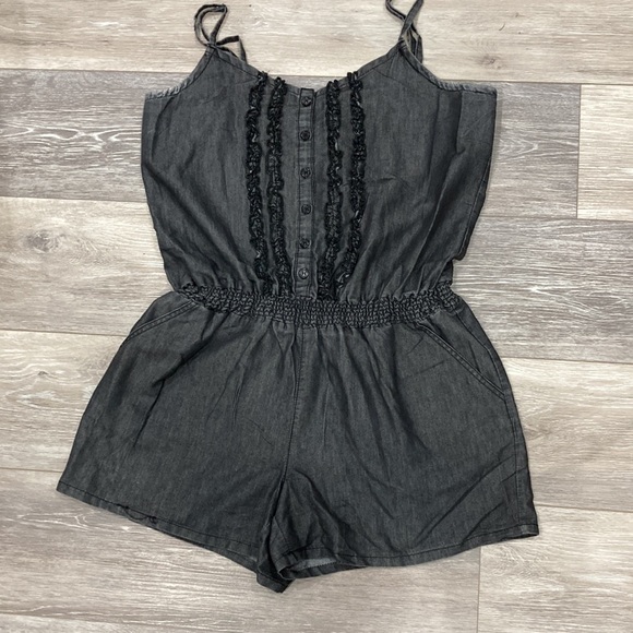 Cato Other - Cato Dark Denim Adjustable Spaghetti Strap Romper  Medium